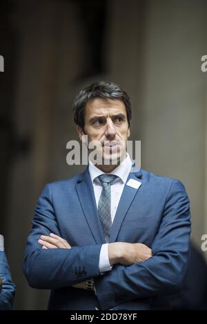 Tony Estanguet durante una cerimonia per il 'Protocole D organization des Jeux Olympiques et Paralympiques 2024' presso il Municipio di Parigi il 14 giugno 2018. Foto di ELIOT BLONDT/ABACAPRESS.COM Foto Stock