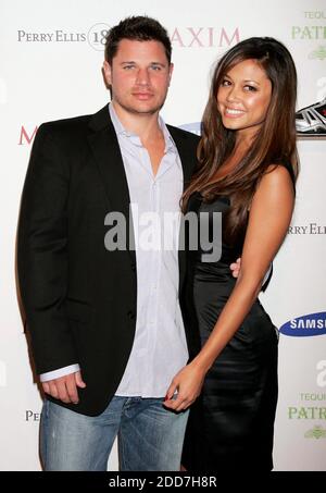 NESSUN FILM, NESSUN VIDEO, NESSUNA TV, NESSUN DOCUMENTARIO - Vanessa Minnillo e Nick Lachey arrivano alla festa Maxim Super Bowl al Fairmont Scottsdale Princess a Scottsdale, Arizona, USA venerdì 1 febbraio 2008. Foto di Francis Specker/Landov/MCT/ABACAPRESS.COM Foto Stock