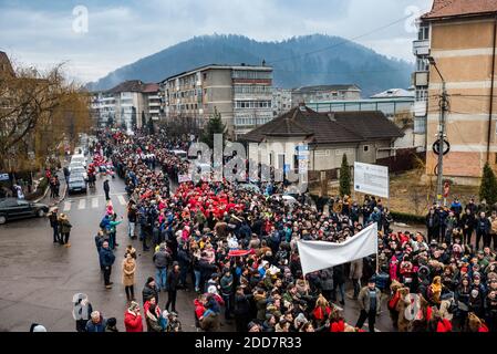 Festa di ballo dell'orso di Capodanno, Comanesti, Moldavia, Romania Foto Stock