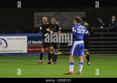 BARROW A FURNESS, INGHILTERRA. 24 NOVEMBRE durante la partita Sky Bet League 2 tra Barrow e Oldham Athletic a Holker Street, Barrow-in-Furness martedì 24 novembre 2020. (Credit: Mark Fletcher | MI News) Credit: MI News & Sport /Alamy Live News Foto Stock