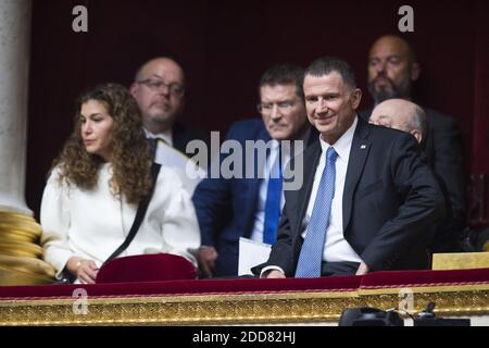 Yuli Edelstein, portavoce del parlamento israeliano (Knesset), prima di partecipare a una sessione di interrogazioni al governo all'Assemblea nazionale francese di Parigi, il 16 maggio 2018, come parte della sua visita di Stato in Francia. Foto di ELIOT BLONDT/ABACAPRESS.COM Foto Stock