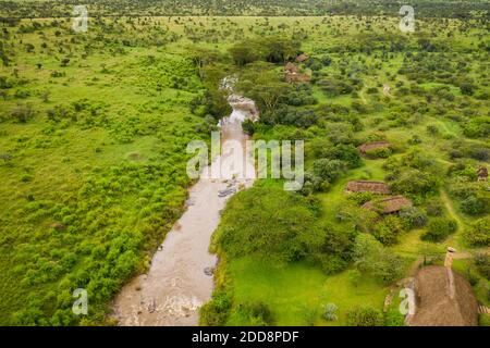 El Karama Eco Lodge, Laikipia County, Kenya drone Foto Stock