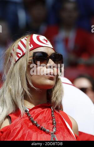 Tifoso della Tunisia durante la Coppa del mondo FIFA Russia 2018, Belgio contro Tunisia nello Stadio Spartak, Mosca, Russia, il 23 giugno 2018. Il Belgio ha vinto 5-2. Foto di Henri Szwarc/ABACAPRESS.COM Foto Stock