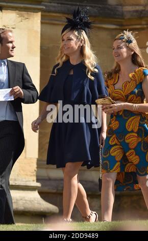 Chelsy Davy arriva alla Cappella di San Giorgio al Castello di Windsor per il matrimonio di Meghan Markle e del Principe Harry. Windsor, Regno Unito, sabato 19 maggio 2018. Foto di Lionel Hahn/ABACAPRESS.COM Foto Stock