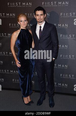 Olivia Hamilton e Damien Chazelle partecipano alla prima di 'First Man' a Parigi, in Francia, il 25 settembre 2018. Foto di Alain Apaydin/ABACAPRESS.COM Foto Stock