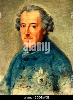 FEDERICO IL GRANDE (1712-1786) re prussiano e capo militare, dipinto da Johann Ziesenis nel 1763. L'unico ritratto per cui Federico pose effettivamente. Foto Stock