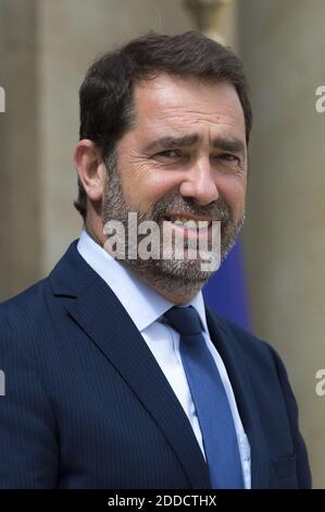 Christophe Castaner lascia il Palazzo Elysee il 11 luglio 2018 a Parigi, Francia, dopo la riunione settimanale del gabinetto. Foto di Eliot Blondt/Abacapress.Com Foto Stock