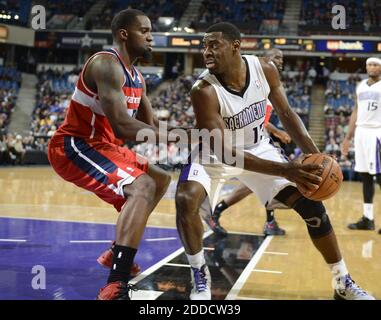 NESSUN FILM, NESSUN VIDEO, NESSUNA TV, NESSUN DOCUMENTARIO - il 16 gennaio 2013 Tireke Evans of the Sacramento Kings si muove contro i Washington Wizards alla Sleep Train Arena di Sacramento, California, USA. Foto di Hector Amezcua/Sacramento Bee/MCT/ABACAPRESS.COM Foto Stock