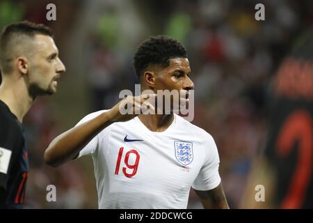 Marcus Rashford in Inghilterra durante la partita semifinale della Coppa del mondo FIFA Russia 2018, Inghilterra contro Croazia nello stadio Luzhniki, Mosca, Russia, l'11 luglio 2018. La Croazia ha vinto 2-1. Foto di Henri Szwarc/ABACAPRESS.COM Foto Stock