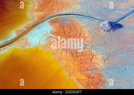 Vista aerea del paesaggio acido marrone della zona delle miniere di Rio Tinto Foto Stock