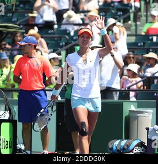 NESSUN FILM, NESSUN VIDEO, NESSUNA TV, NESSUN DOCUMENTARIO - la Cina Na li sconfigge USA Madison Keys durante il torneo di tennis Sony Open a Key Biscayne FL, USA il 23 marzo 2014. Foto di David Santiago/El Nuevo Herald/MCT/ABACAPRESS.COM Foto Stock