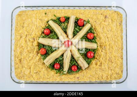 Antipasti Turchi insalata di melanzane arrosto Kulleme Caviar / Patlican Ezme. Cibo biologico tradizionale. Baba ganoush (bagno di melanzane arrostite). Vegetariano Foto Stock