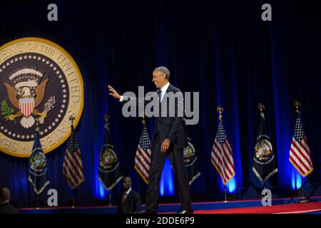 NO FILM, NO VIDEO, NO TV, NO DOCUMENTARIO - il presidente Barack Obama ha dato il suo saluto al McCormick Place di Chicago, Illinois, USA, martedì 10 gennaio 2017. Foto di Zbigniew Bzdak/Chicago Tribune/TNS/ABACAPRESS.COM Foto Stock