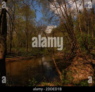 Fiume Isloch panoramico tra la natura in primavera Foto Stock