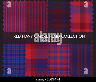 La collezione di motivi senza cuciture Ombre Plaid include 8 campioni dal design adatto per la moda t Illustrazione Vettoriale