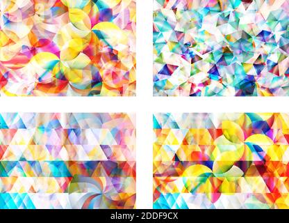 Moderno set di sfondo geometrico astratto poligonale e vettoriale circolare Illustrazione Vettoriale