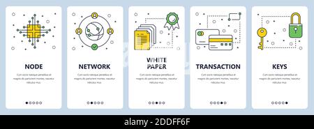 Vetector Banners web concetto di bitcoin linea sottile e moderno Illustrazione Vettoriale