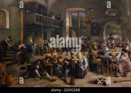 Jan Havickszoon Steen (1626-1679). Pittore olandese. Festa in una locanda, 1674. Olio su tela (117 x 161 cm). Museo del Louvre. Parigi. Francia. Foto Stock