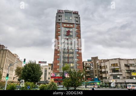 Costruzione della Banca Shahr, Banca Centrale della Repubblica Islamica dell'Iran Foto Stock