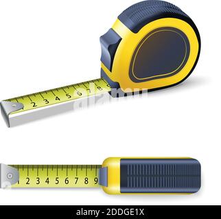 righello di misurazione 3d vettoriale realistico. Illustrazione dell'icona isolata. Metro nastro roulette. Illustrazione Vettoriale