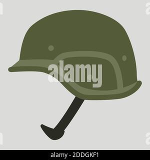 casco militare, illustrazione vettoriale.stile piatto, lato profilo Foto Stock