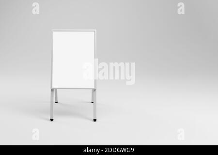 Bianco che fa pubblicità A uno stand Foto Stock