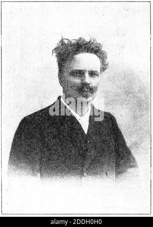 Ritratto di Johan August Strindberg - drammaturgo, romanziere, poeta, saggista e pittore svedese. Illustrazione del 19 ° secolo. Sfondo bianco. Foto Stock