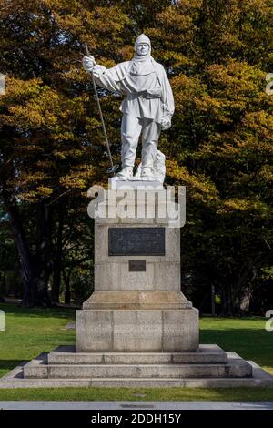 Il Robert Falcon Scott Memorial 1917, a Christchurch Central, Nuova Zelanda. Lo scultore era la sua vedova, Kathleen Scott. Luogo storico di categoria II. Foto Stock