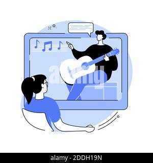 Lezioni di musica online concetto astratto illustrazione vettoriale. Illustrazione Vettoriale