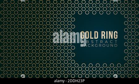 Background tecnologico astratto. Illustrazione vettoriale della scheda madre. Scheda a circuito stampato. Chip. Anelli in oro Illustrazione Vettoriale