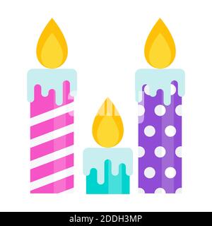Candele di Natale piatte. Candelabro che fiammeggiante, decorazione di Natale. Illustrazione Vettoriale
