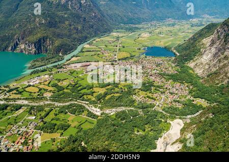 Lago di Novate Mezzola e Pian di Spagna (IT), veduta aerea panoramica Foto Stock