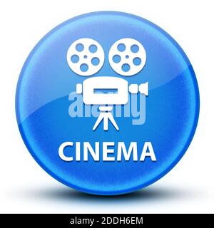 Immagine astratta del pulsante rotondo blu lucido del cinema Foto Stock