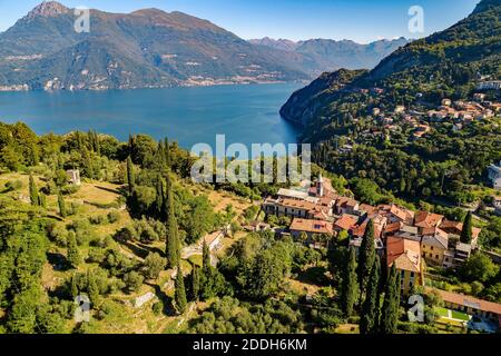 Vezio, Varenna, Lago di Como (IT), Vista aerea Foto Stock