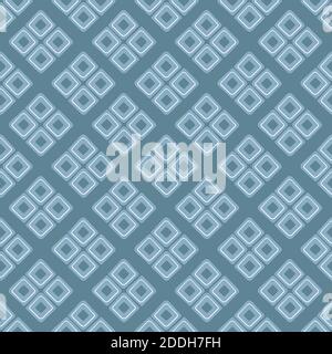 Modello vettoriale geometrico a diamante giapponese. Design vettoriale senza giunture, semplice ornamento in tonalità blu. Design astratto 3d con ritaglio monocromatico. Perfetto per progetti su carta, tessuti e arredamento per la casa. Illustrazione Vettoriale