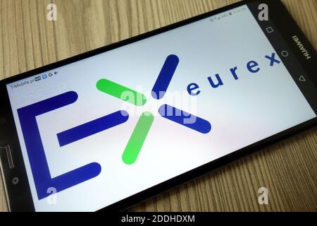 KONSKIE, POLONIA - 21 dicembre 2019: Logo Eurex Exchange visualizzato sul telefono cellulare Foto Stock