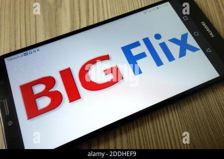 KONSKIE, POLONIA - 21 dicembre 2019: Logo del servizio Bigflix visualizzato sul telefono cellulare Foto Stock