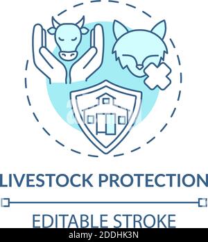 Protezione del bestiame icona concettuale turchese Illustrazione Vettoriale