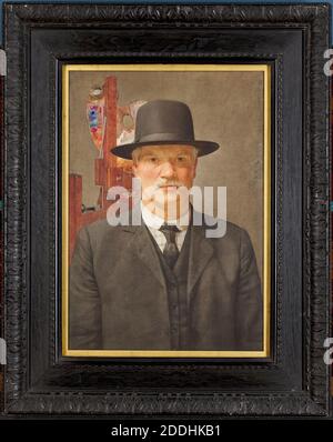 Autoritratto, 1914-16 Benjamin Williams (d.1920), Acquerello, Self-Ritratto, uomo, Costume, cappello, artista Foto Stock