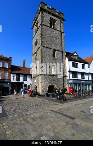 St Albans Clock Tower, Market Place, St Albans City, Hertfordshire County, Inghilterra, Regno Unito Foto Stock