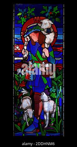 The Good Shepherd, 1861 artista: Sir Edward Burne-Jones, finestra, vetro colorato, animale, pecora Foto Stock