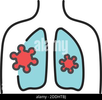 Icona del colore della linea dell'asma. Malattie infettive, raffreddori, influenza. Illustrazione Vettoriale