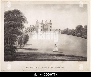 Incisione, Bordesley Hall, Birmingham, 1792 incisore: William Ellis disegnato da: P H Witton inscritto: 'Bordesley Hall, la sede di John Taylor Esq.', viste topografiche, Stampa, incisione, storia di Birmingham Foto Stock