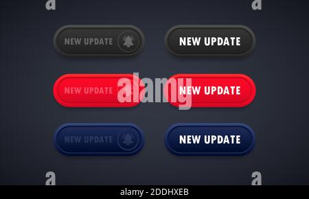 Nuovo set di pulsanti di aggiornamento. Per computer, telefono cellulare, app, sito Web. Vettore su sfondo isolato. EPS 10. Illustrazione Vettoriale