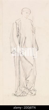 St George Series, Study of Female Attendant for 'The Princess Lead to the Dragon', 1865-1866 Artist: Sir Edward Burne-Jones, Art Movement, Pre-Raphaelite, disegno, opere su carta Foto Stock