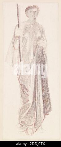 St George Series, Study of Female Attendant for 'The Princess Lead to the Dragon', 1865-1866 Artist: Sir Edward Burne-Jones, Art Movement, Pre-Raphaelite, disegno, opere su carta Foto Stock