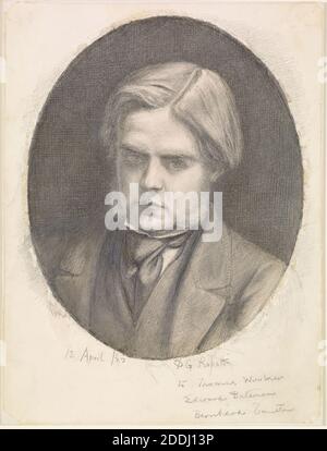 Ritratto di William Holman Hunt (1827-1910), 1853 Dante Gabriel Rossetti, movimento artistico, Pre-Raphaelite, Pencil, Ritratto, maschio, Wash drawing, artista, opere su carta Foto Stock