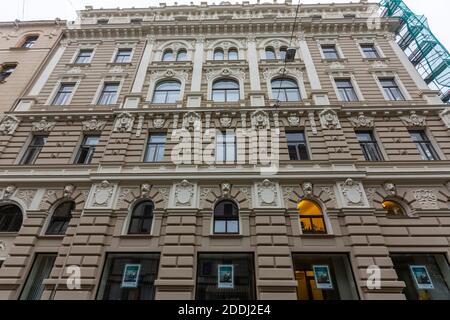 Edificio su Elizabetes iela 33, riga, architettura Art Nouveau, Lettonia Foto Stock