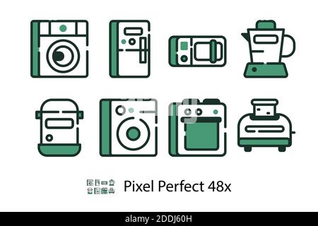 Set di icone lineari degli elettrodomestici Illustrazione Vettoriale