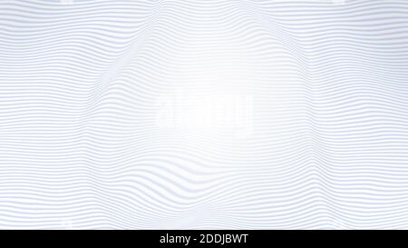 Linee orizzontali blu chiaro distorte e ondulate su sfondo bianco. Risoluzione 4K. Foto Stock
